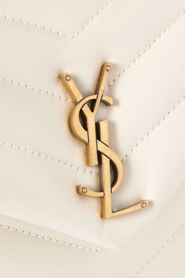 SAINT LAURENT YSL Loulou Small Quilted Leather Shoulder Bag white