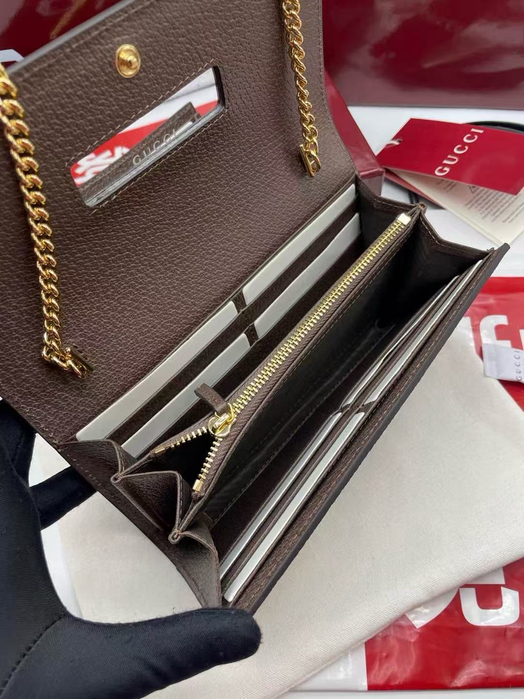 Gucci Ophidia Wallet on Chain in Beige - Image 7