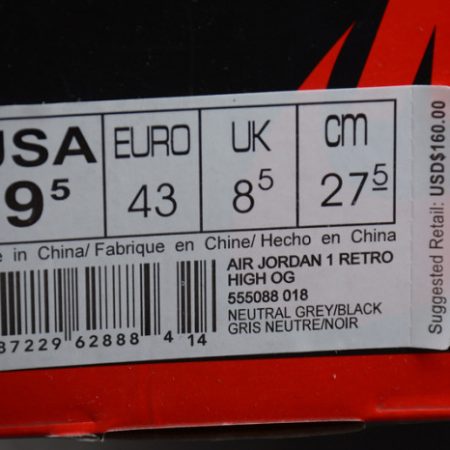 Air Jordan 1 Neutral Grey Hyper Crimson 555088-018 - Image 17
