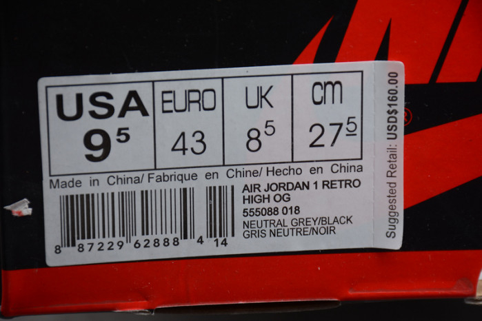 Air Jordan 1 Neutral Grey Hyper Crimson 555088-018 - Image 17