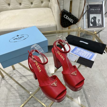 Prada Buckle Square-Heel Sandals - Image 2