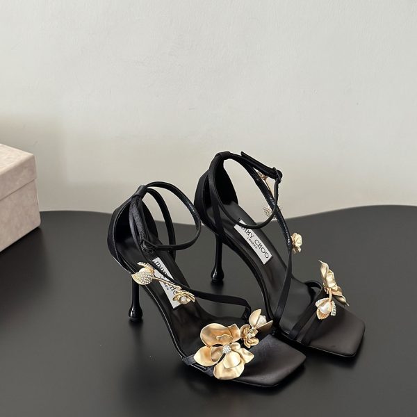 Jimmy Choo Leather Line Strap   Sandals Slide 9.5CM