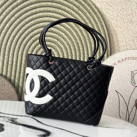 Chanel Vintage Black Cambon Ohanel Tote Bag