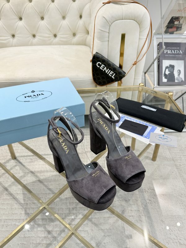 Prada Buckle Square-Heel Sandals
