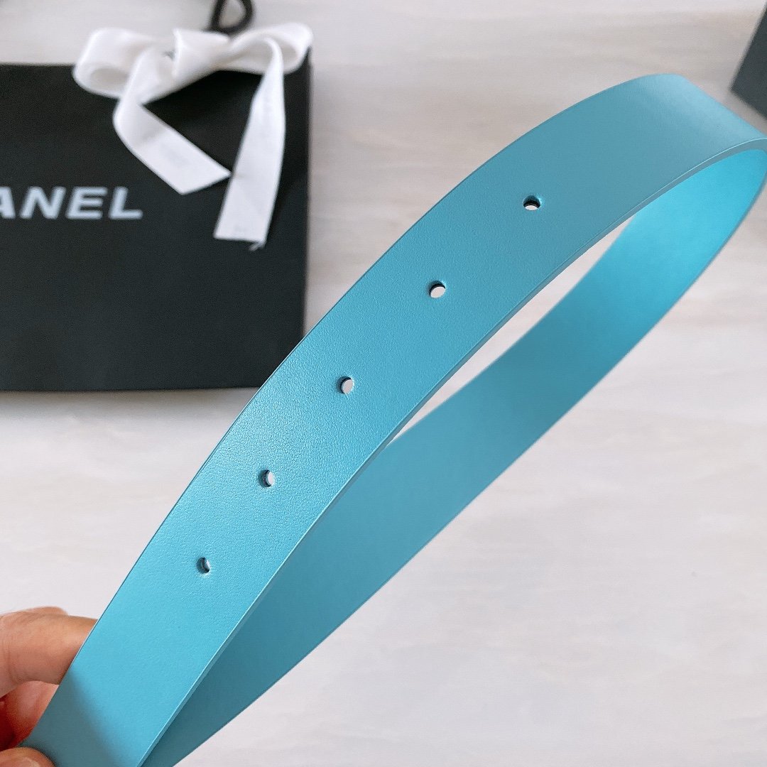 Chanel Belt With Ribbon Buckle Blue Women Belt 30MM - Image 6