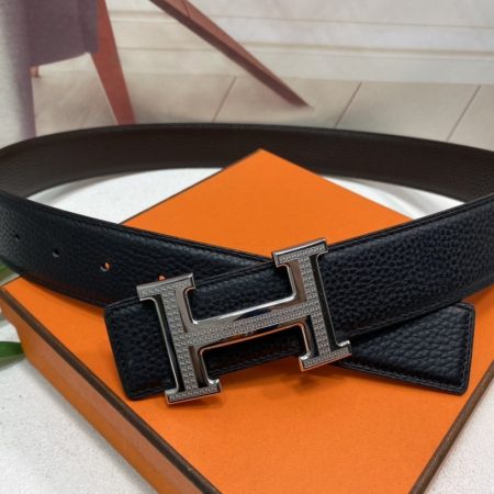 Hermes H Striee Belt Buckle & Reversible Black For Women, Women Belt 380MM