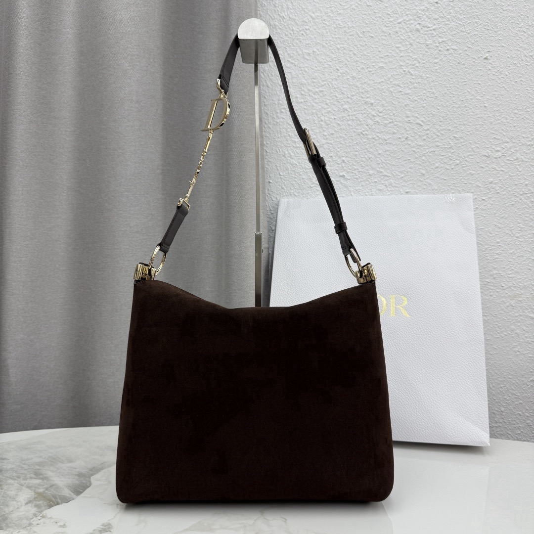 Dior Medium Diorly Bag Chocolate Suede - Image 3