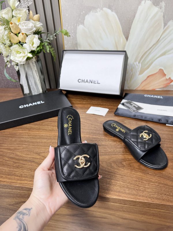 Chanel Quilted CC Slides