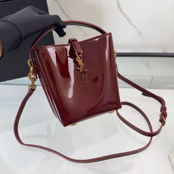 YSL LE 37 Mini in Patent Leather in Bordeaux