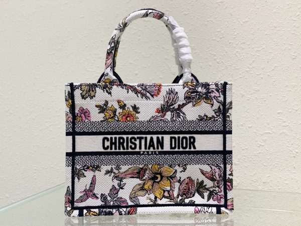 Dior Book Tote Small White Multicolor Dior Jardin Botanique Embroidery