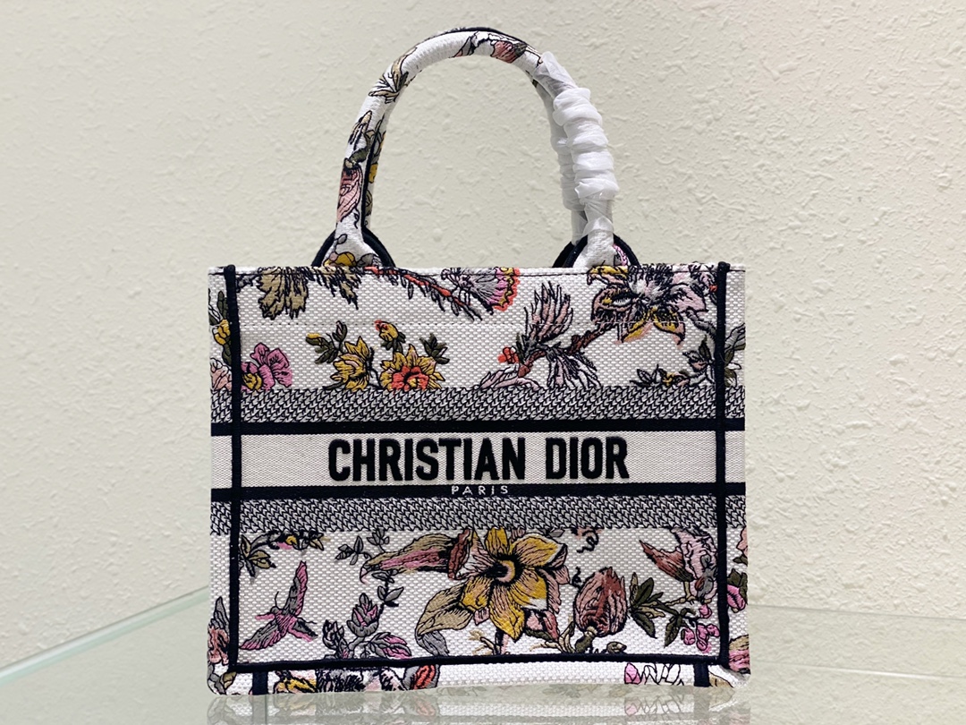 Dior Book Tote Small White Multicolor Dior Jardin Botanique Embroidery - Image 1