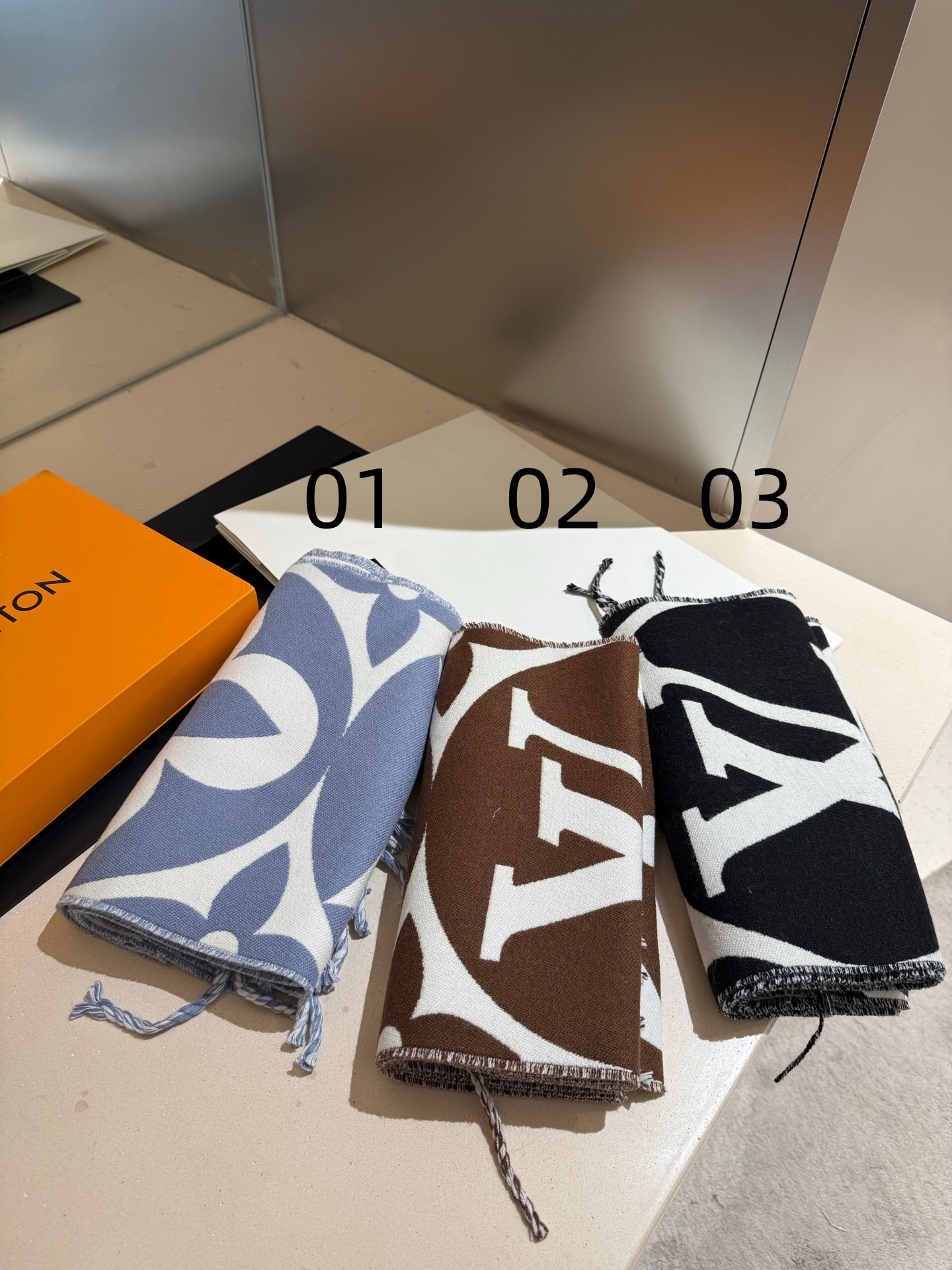 LV Luxury Designer Cashmere Scarf - Image 1