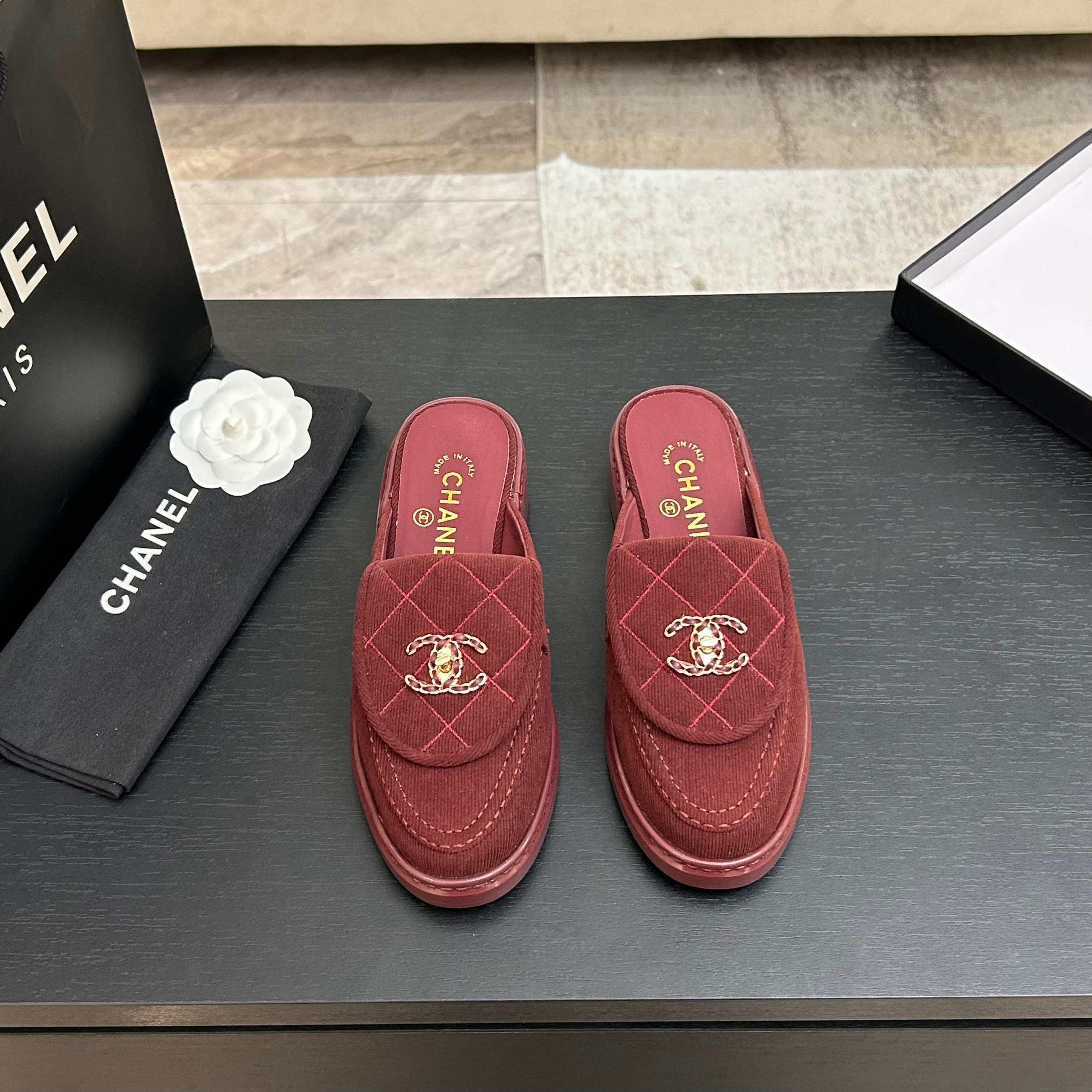 Chanel Fabric Quilted CC Turnlock Mules - Image 9