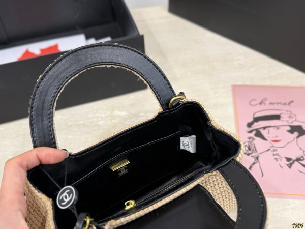 Chanel Braided Raffia Nano Kelly Flap Bag