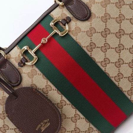 Gucci Borsetto Medium Boston Bag in Sand and Brown GG Canvas - Image 5