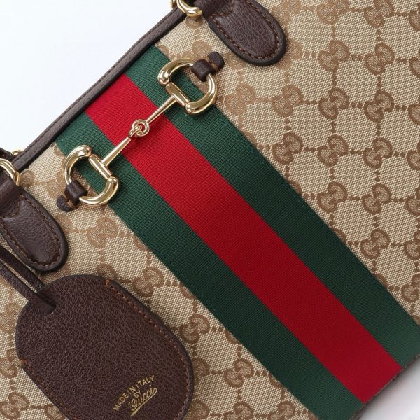 Gucci Borsetto Medium Boston Bag in Sand and Brown GG Canvas