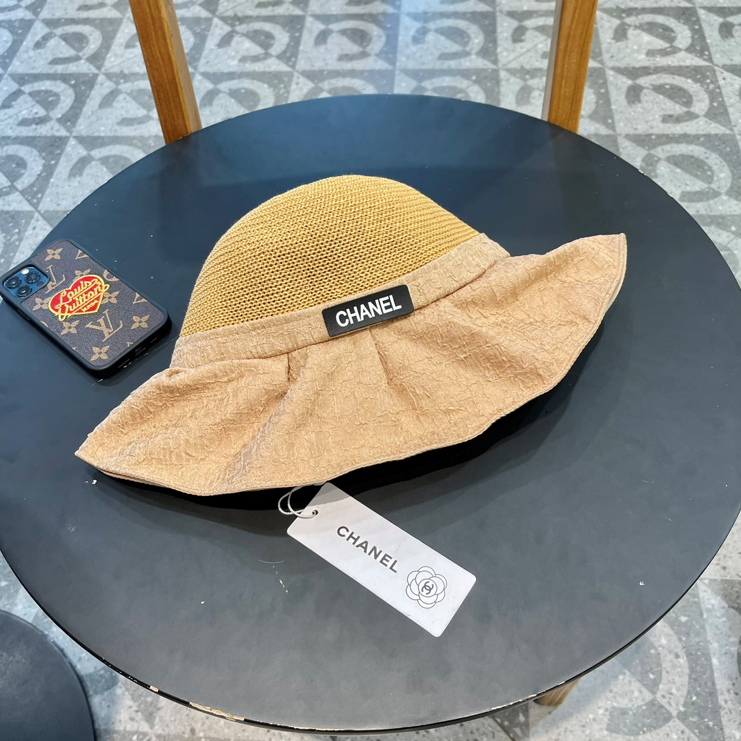 Chanel Knitted Breathable Bow Basin Hat Sunhat - Image 4