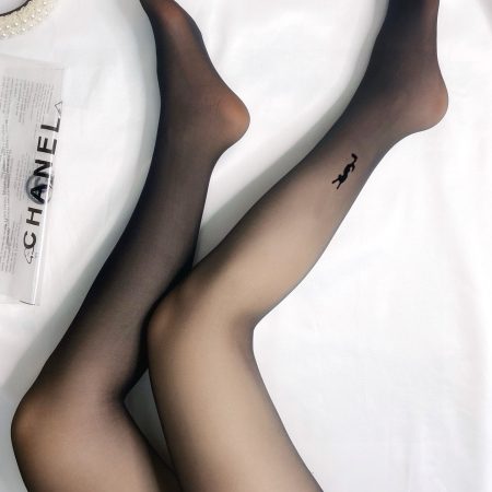 YSL Classic Velvet-Printed Letter Stockings