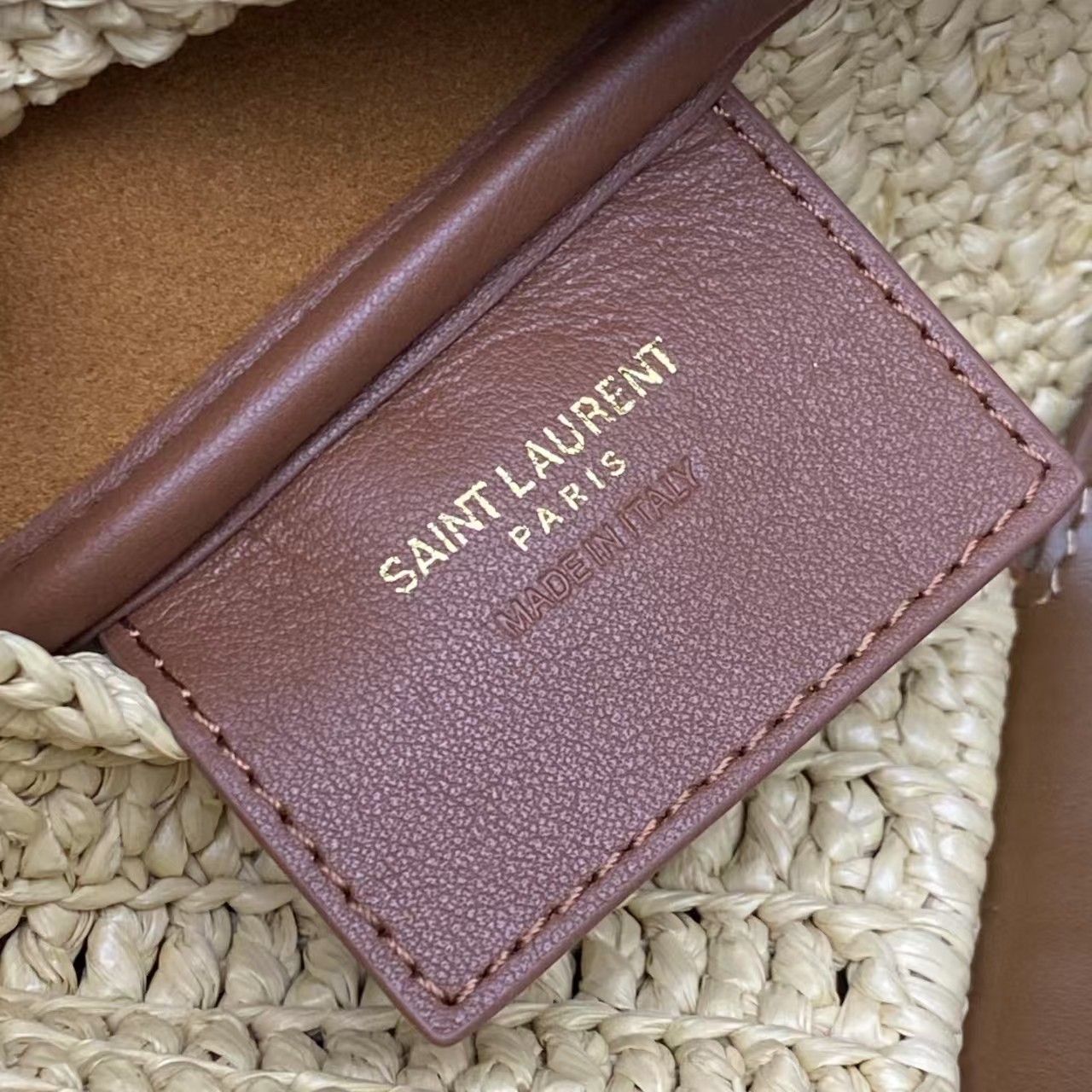 YSL Saint Laurent Le 5 à 7 Supple Small Leather-trimmed Raffia Shoulder Bag - Image 11