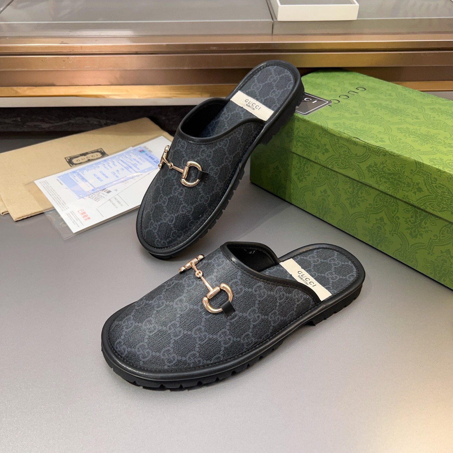 Gucci Monogram Horsebit Men Flat Mules - Image 2