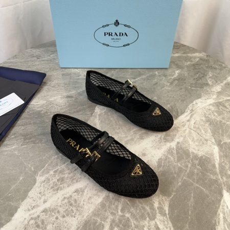 Prada Ballerine Mesh Mary Jane Shoes