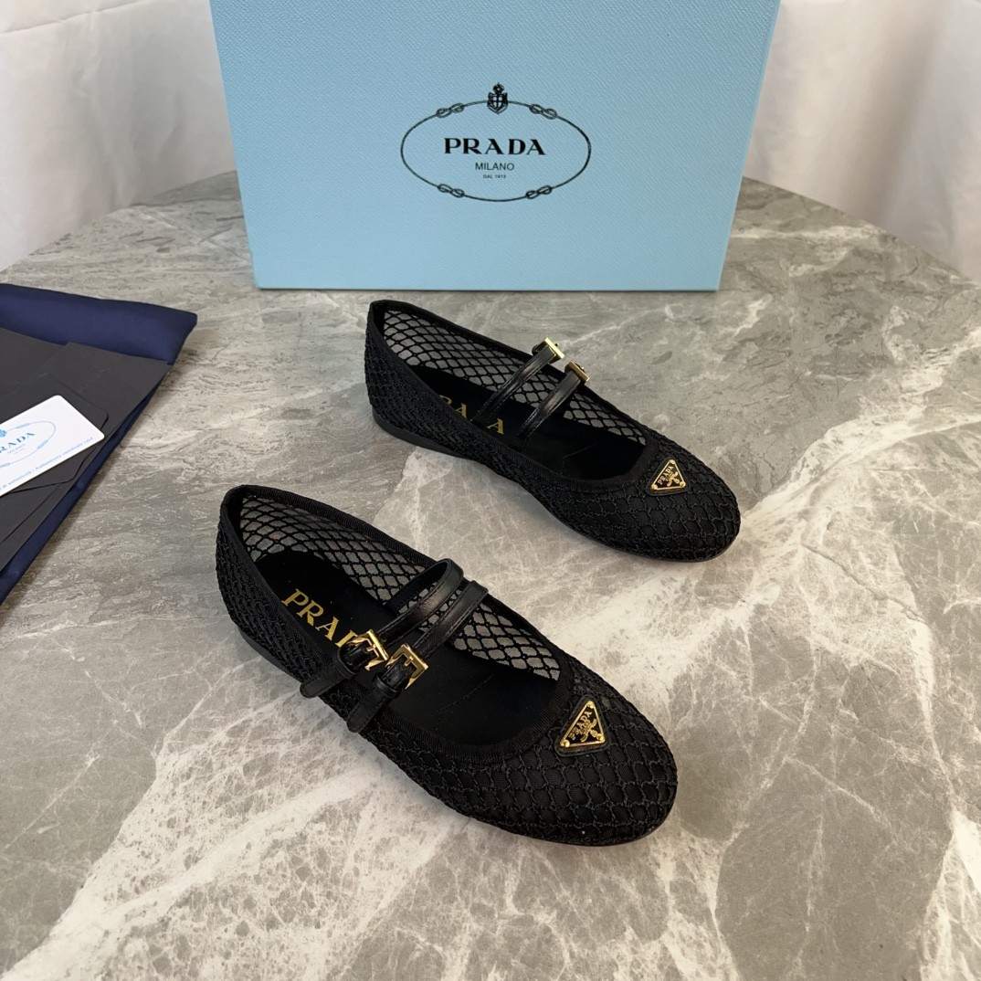 Prada Ballerine Mesh Mary Jane Shoes - Image 1