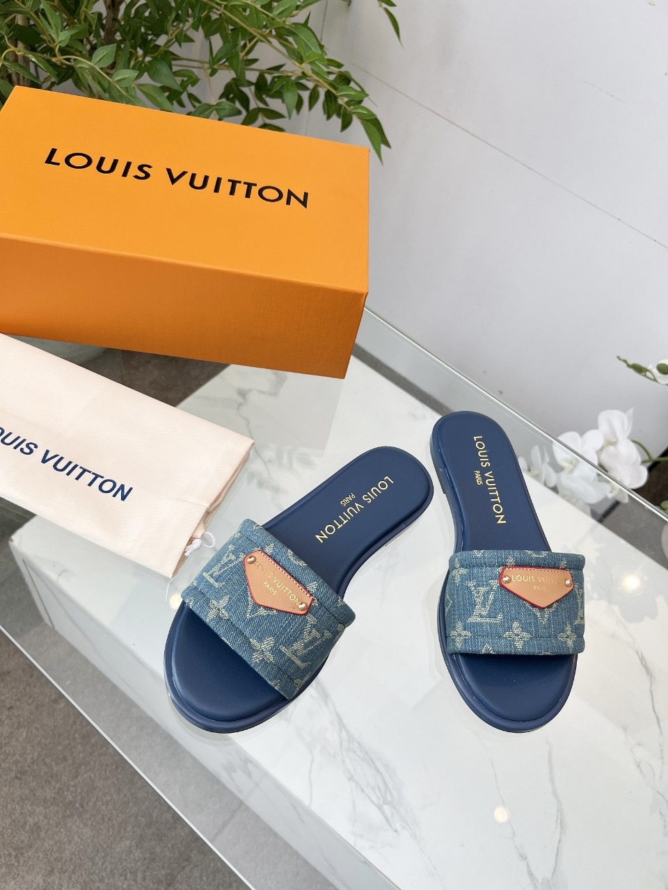 LV Denim Classic Printed Sandals - Image 2
