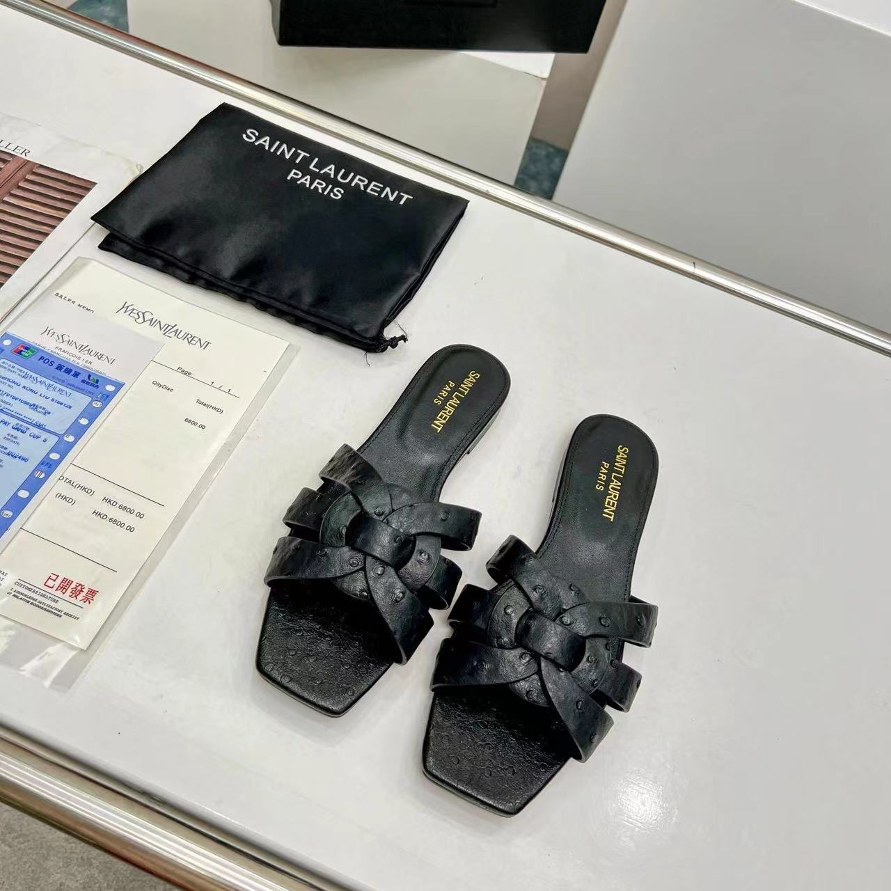 YSL Saint Laurent Nu Pieds Ostrich Pattern - Image 3