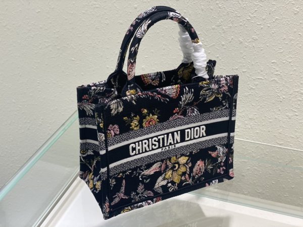 Dior Book Tote Small Black Multicolor Dior Jardin Botanique Embroidery
