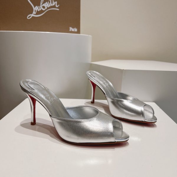 Christian Louboutin Me Dolly Silver Mules