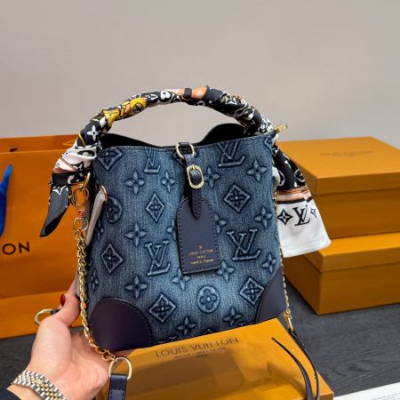 LV Denim bucket shoulder handbag - Image 6