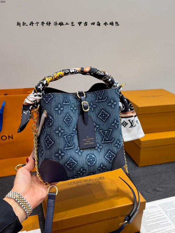 LV Denim bucket shoulder handbag