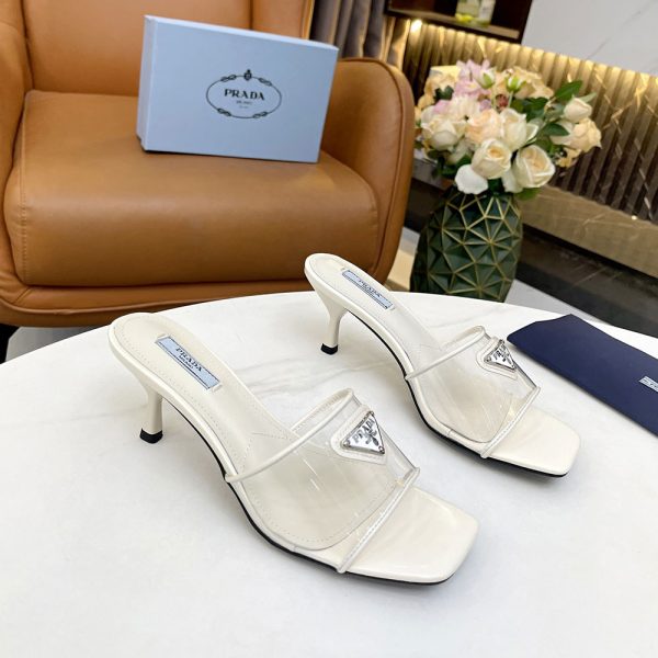 Prada Leather Heel Sandals Slide Sandal