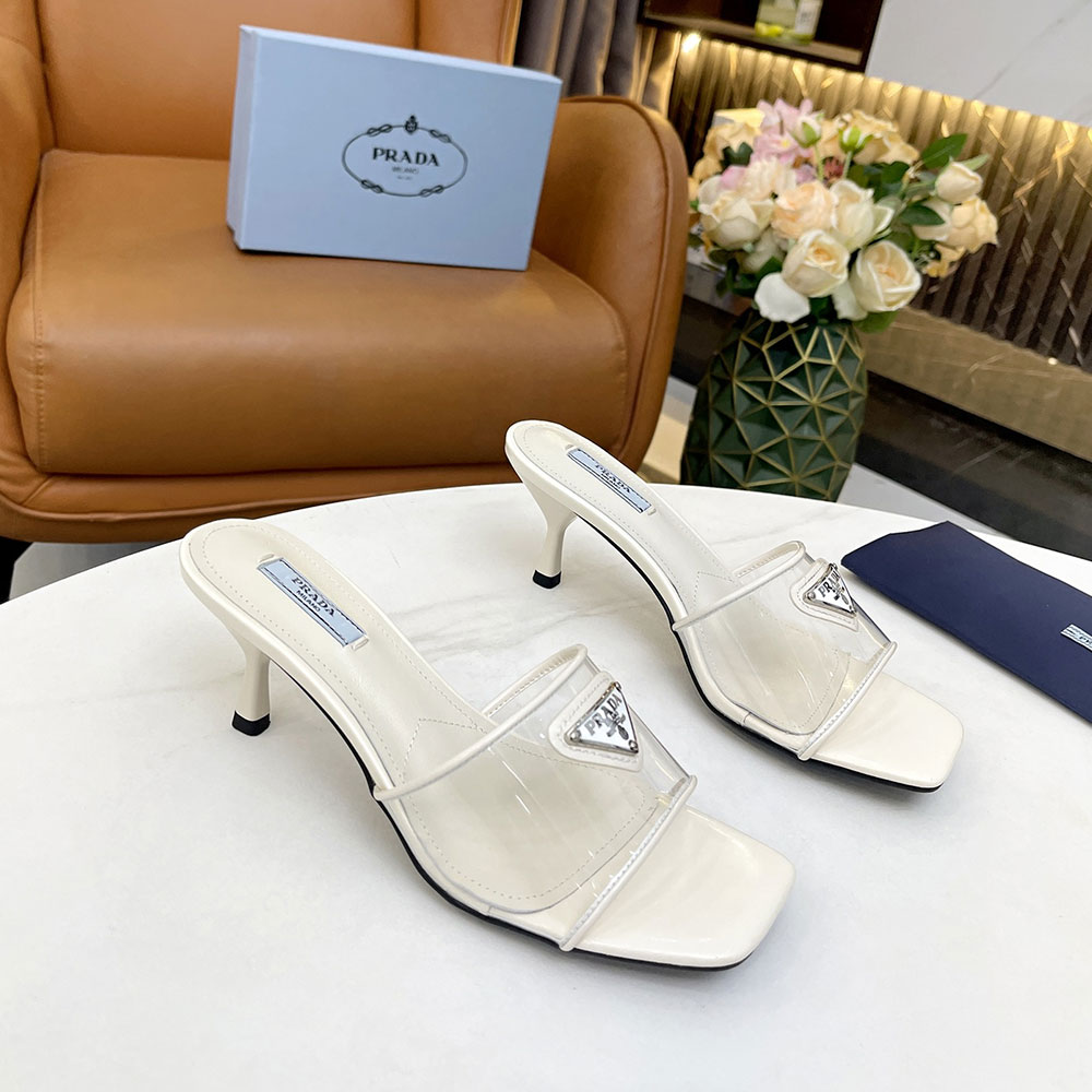 Prada Leather Heel Sandals Slide Sandal - Image 6