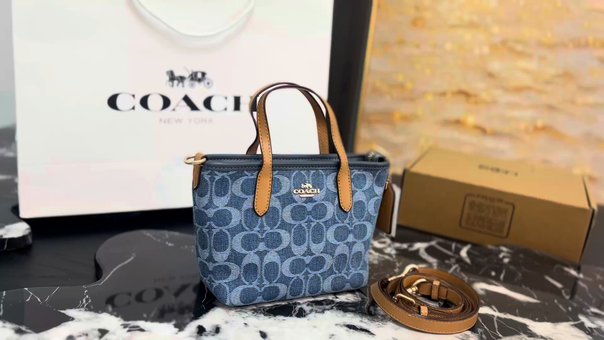 Coach Laurel 19 Denim Tote Bag - Image 2