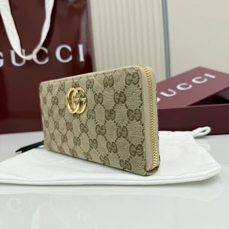 Gucci Marmont Zip Around Wallet in Sand and Brown GG Canvas - Image 5
