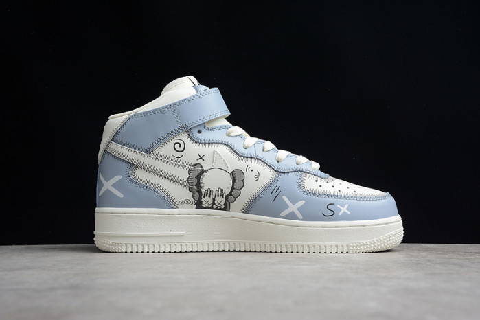 Kaws x Nike Air Force 1 07 Mid White Blue Black CW2308-211 - Image 11