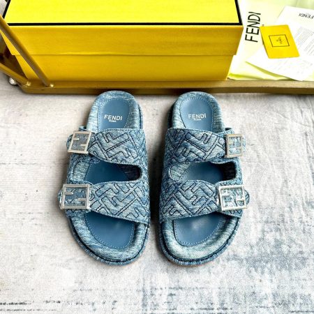 Fendi Fabric One Word Comfortable Slippers Shoes Sandal - Image 3