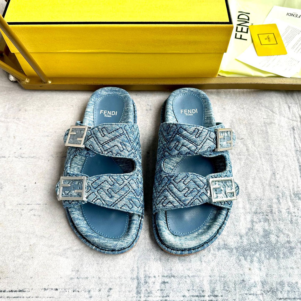 Fendi Fabric One Word Comfortable Slippers Shoes Sandal - Image 3
