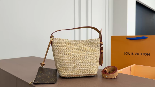 LV 25 Allinbb Bucket Bag, Straw Weave