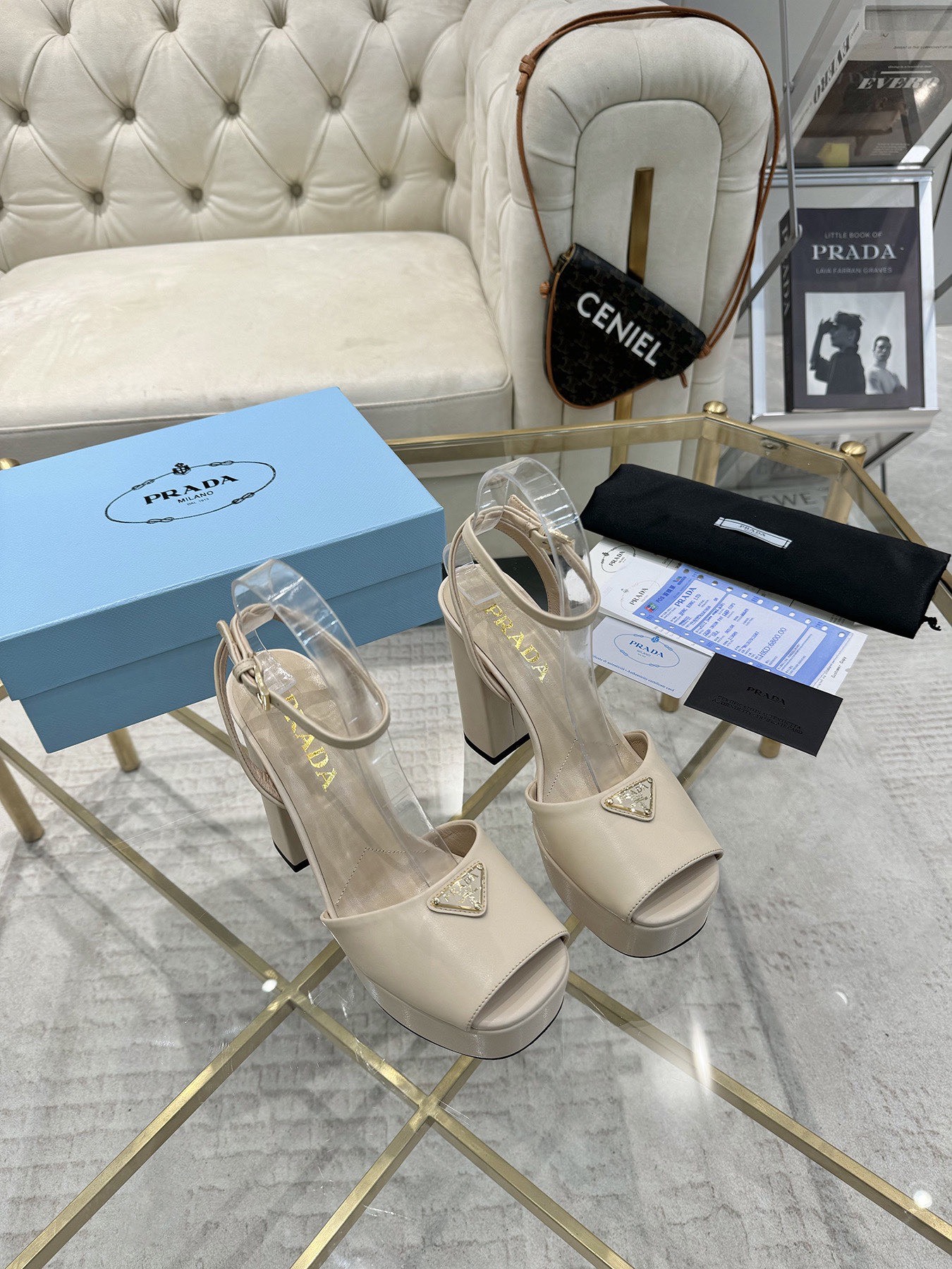 Prada Buckle Square-Heel Sandals - Image 4
