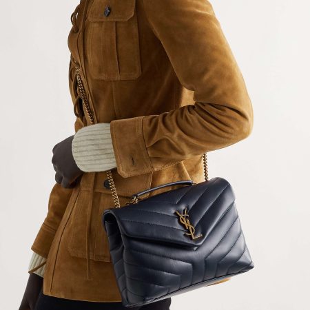 SAINT LAURENT YSL Loulou small quilted leather shoulder bag navy - Image 3