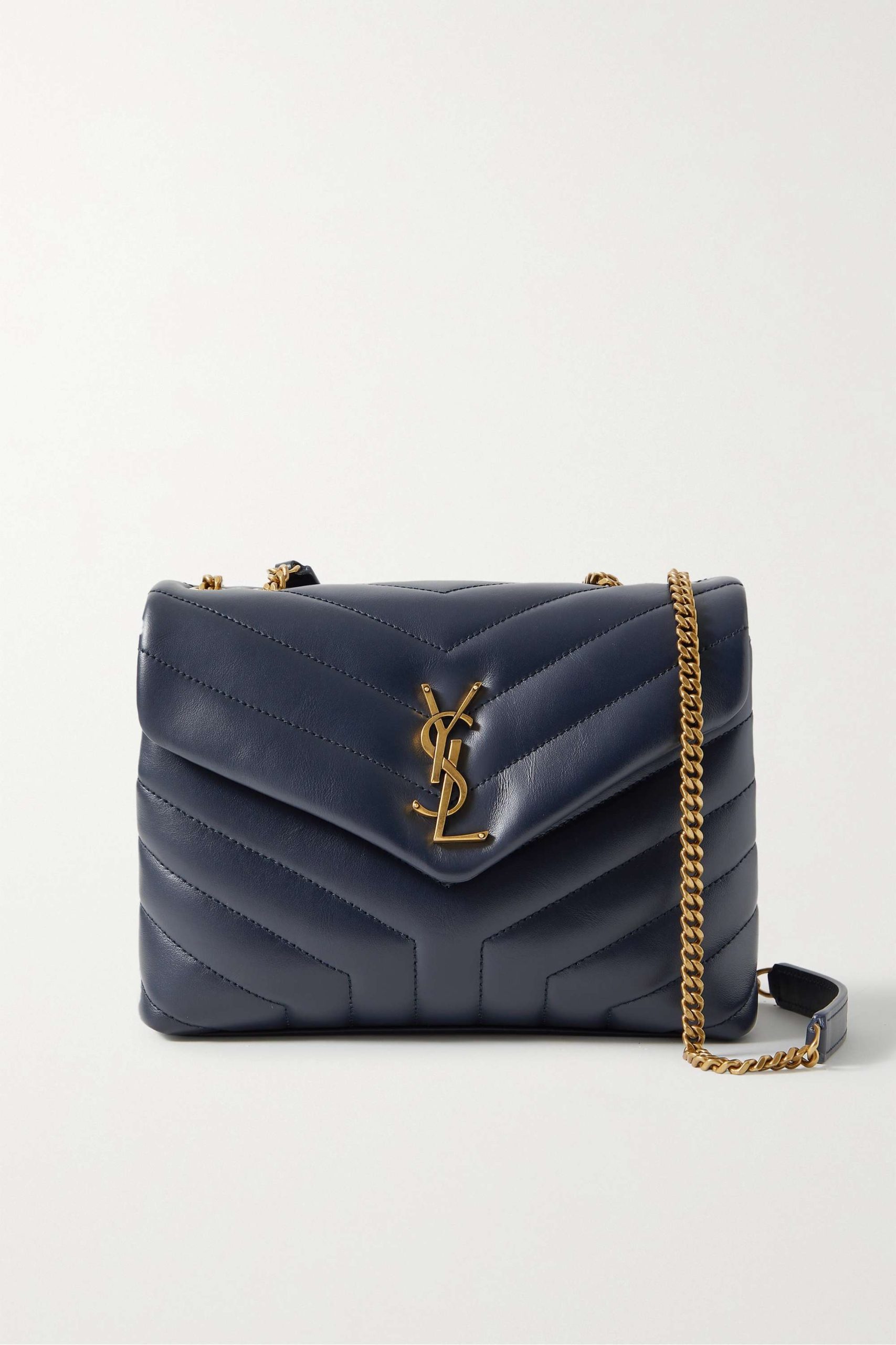 SAINT LAURENT YSL Loulou small quilted leather shoulder bag navy - Image 1