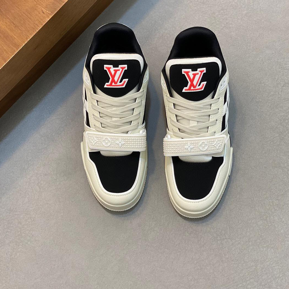 LV Trainer Croc-Embossed Denim Sneaker - Image 5