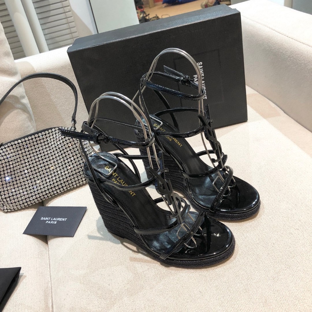 Saint Laurent YSL cassandra Wedge heel 12CM Slide Heels - Image 5