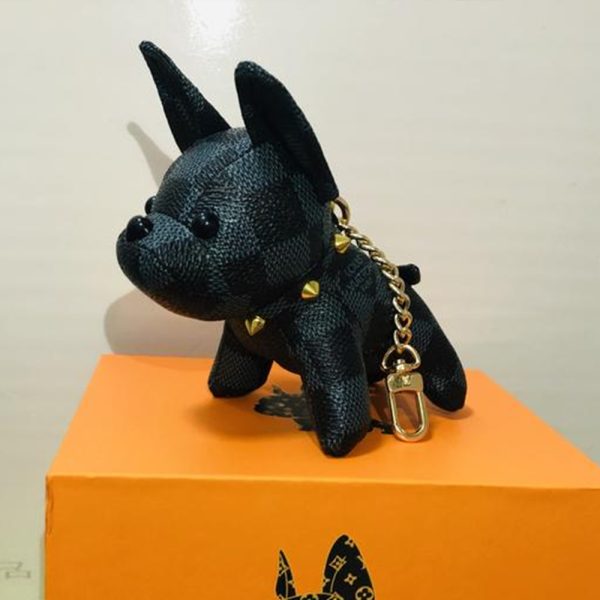 Old Flower French Bulldog Keychain Pendant