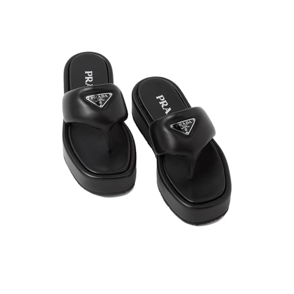 Prada Soft-Soled Leather Flip-Flops Slide Sandal - Image 2