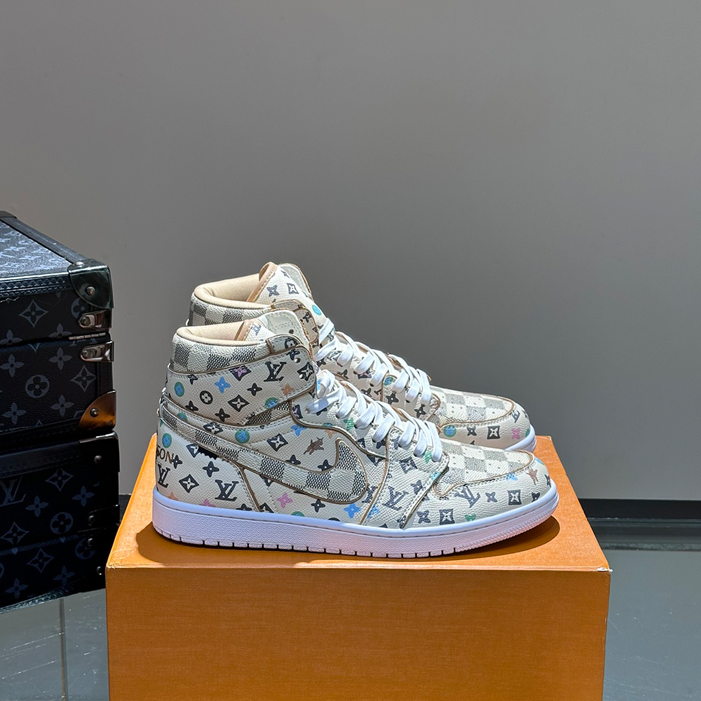 LV X Nike Co-Branded High Top Casual Mens Sneakers - Image 3