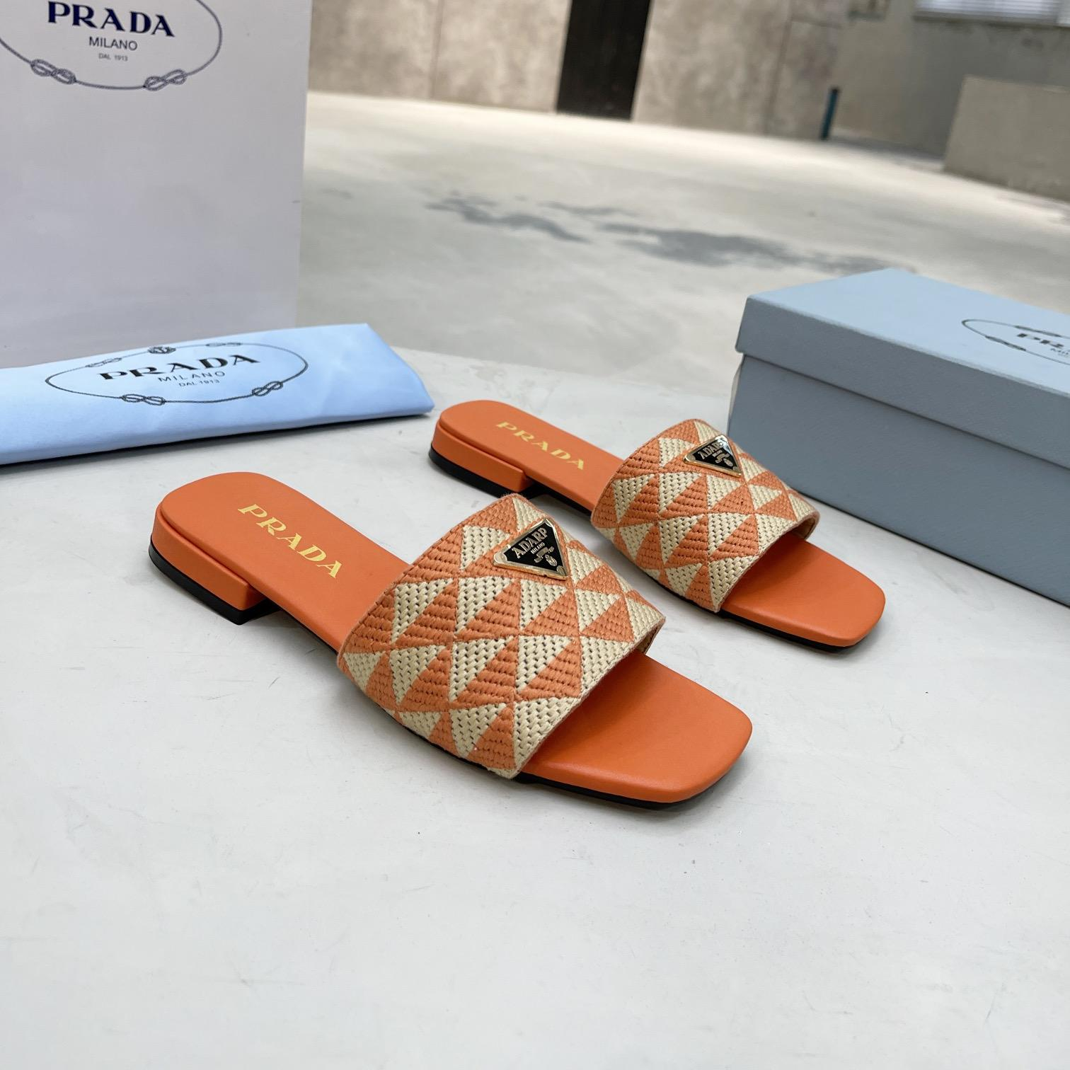 Prada Fabric Flat Bottom Slide Sandal - Image 6