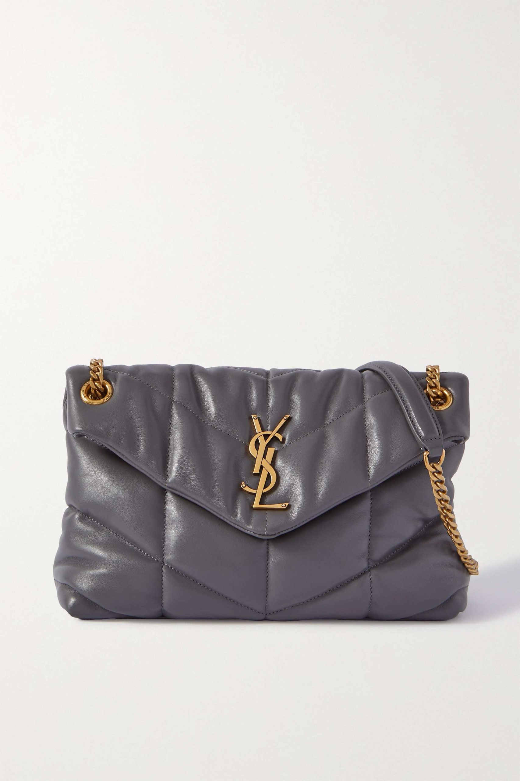 SAINT LAURENT Loulou Puffer small quilted leather shoulder bag grey - Image 1